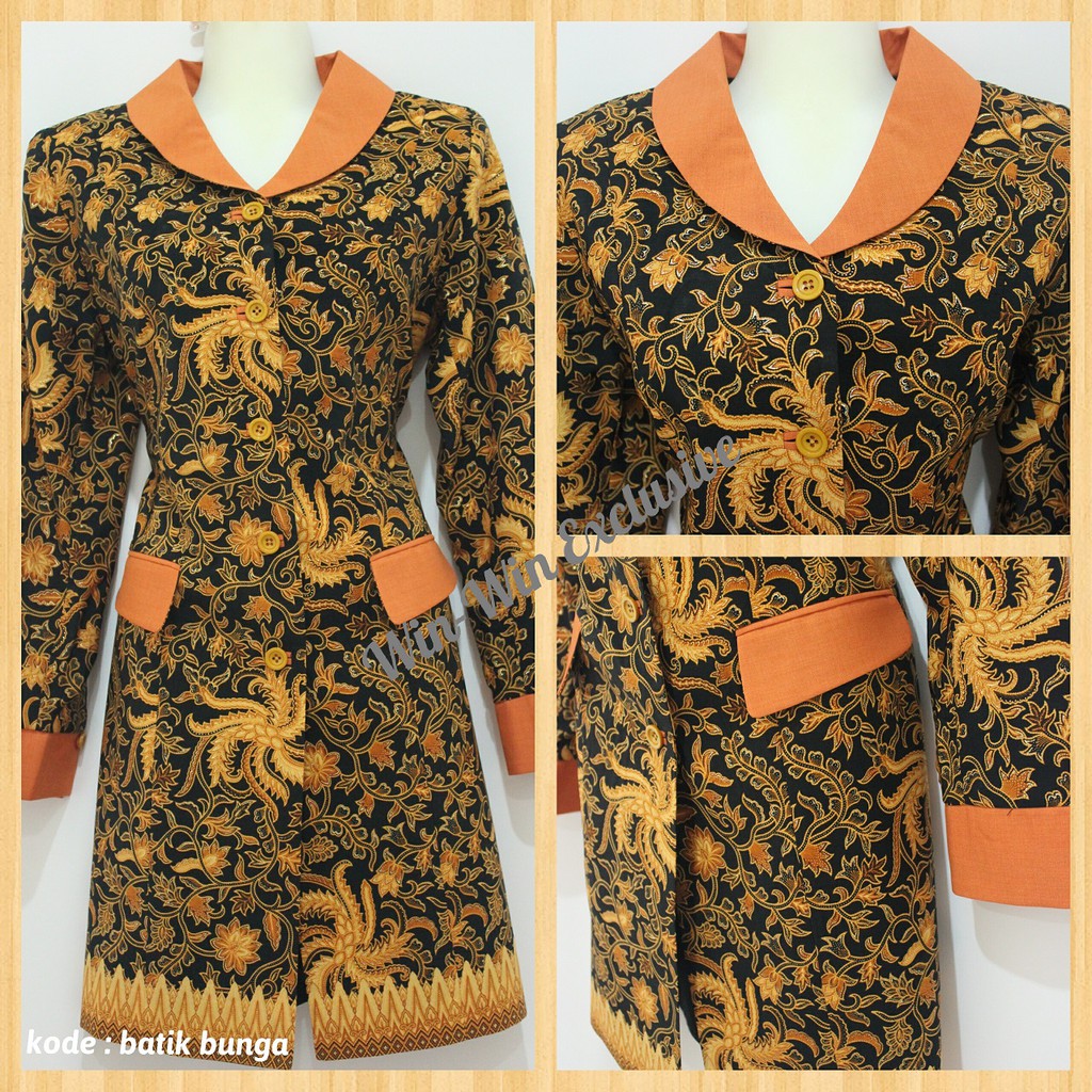 Seragam Blazer Guru Wanita Warna Pemda Kombinasi Batik Elegan