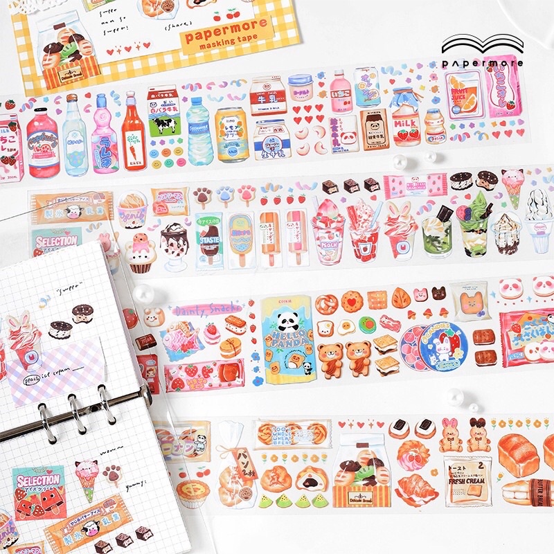 

1 lembar sticker PET waterproof snack drink japan deco hias botol phonecase gelas kaca plastik bullet journal scrapbook