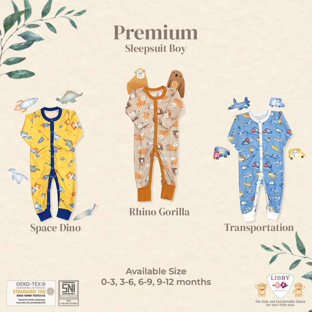 Libby Baby Premium Sleepsuit Motif Boy Piyama Bayi (1pc/pack)