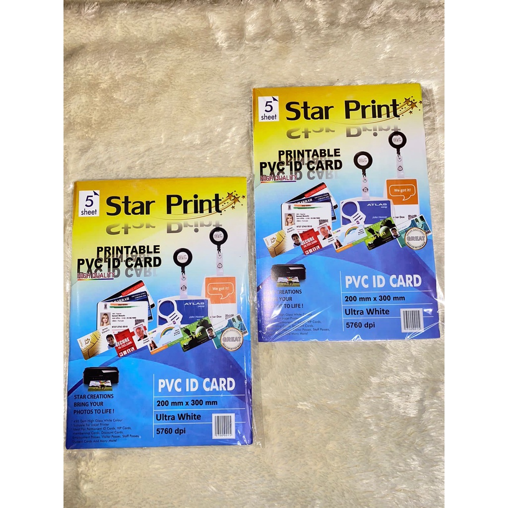 Datosimana - Pvc Id Card Set 5 Star Print Bahan Kartu Tahan Lama
