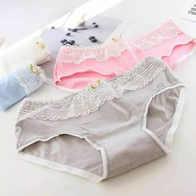 CB376 celana  dalam  wanita  dewasa bahan katun  lembut renda 