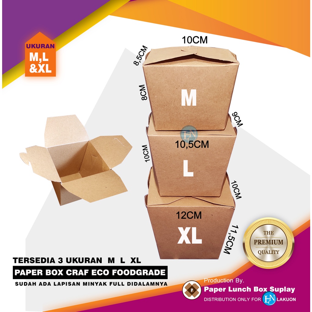 RICE BOX FOOD PAIL BOX FOODPAIL KEMASAN FOOD PAIL CRAFT ECO FOODGRADE DAN BOX NASI KULIT MIE BOX PAP