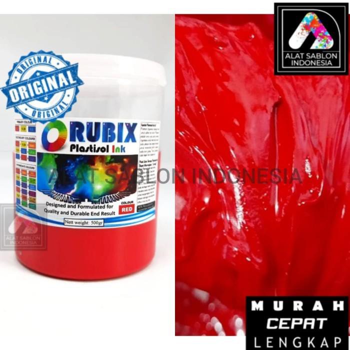 

Tinta Sablon Plastisol Rubix Merah Red 500Gr Murah Meriah Ready