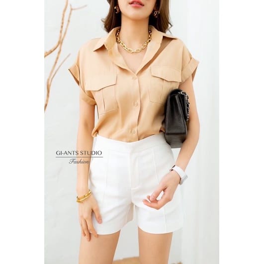 ADELIA BLOUSE GIANTS BASIC | KEMEJA LA MOON  IMPORT BANGKOK FS141