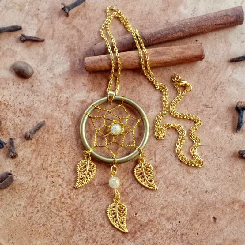 Kalung Dreamcatcher Natural Stone / Kalung Dreamcatcher Rantai / Korean Fashion