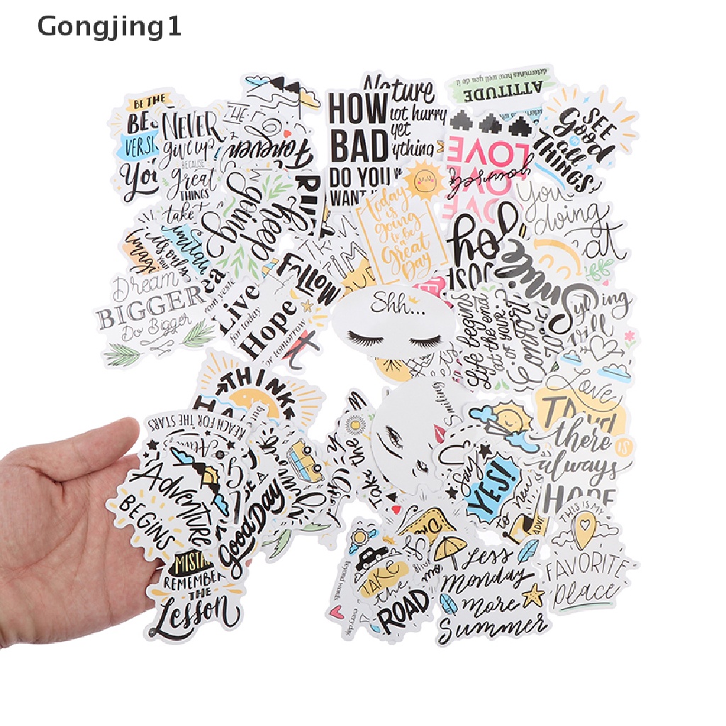 Gongjing1 50pcs Stiker Motivasi Anti Air Untuk Laptop / Skateboard