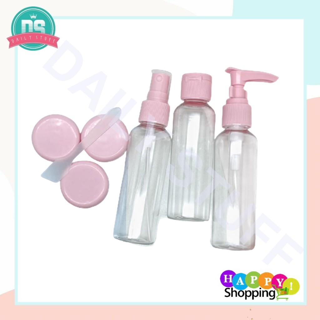 DS Wadah botol isi ulang kosmetik parfum serum Travel Kit 6 in 1 Refill Bottle Spray Toiletries