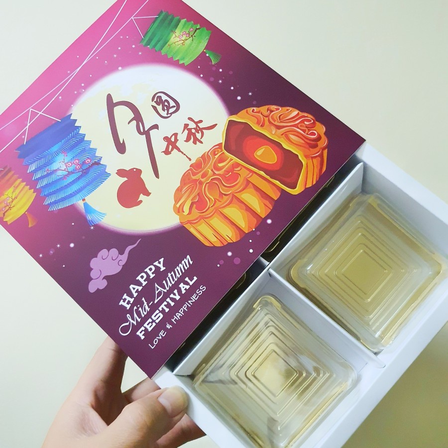 

( 5 pcs ) Dus Packaging Hampers Mooncake Sekat 4 Box Parcel Mid Autumn Festival Violet Mooncake Kotak Kue Bulan 100gr