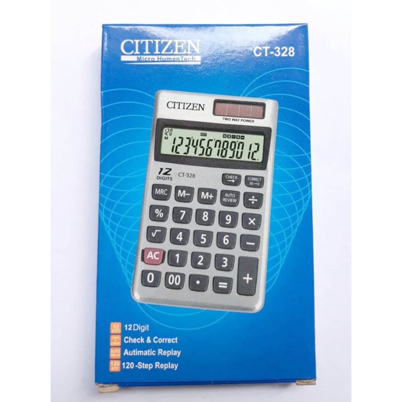 

0KALKULATOR CITIZEN CT 328 - KALKULATOR 12 DIGIT - CHECK AND CORRECT - REPLY - UKURAN MINI - MURMER