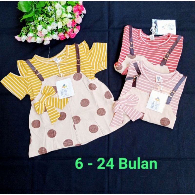 Dress Bayi 0-18 bulan Sabrina Polka / Dress Import Bayi Murah 0 bulan 1 bulan 2 bulan 3 bulan 4 bula