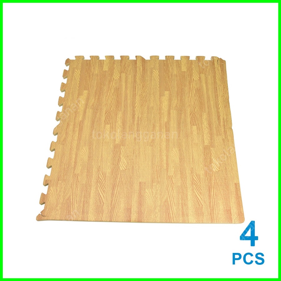 Arthome 60x60x1.5 Cm Set 4 Pcs Karpet Puzzle Eva Foam Motif Kayu