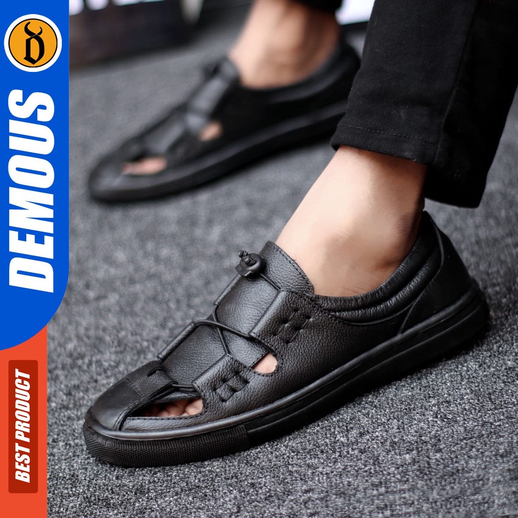 DEMOUS Lanax - Sepatu Slip On Casual Pria Kulit Asli