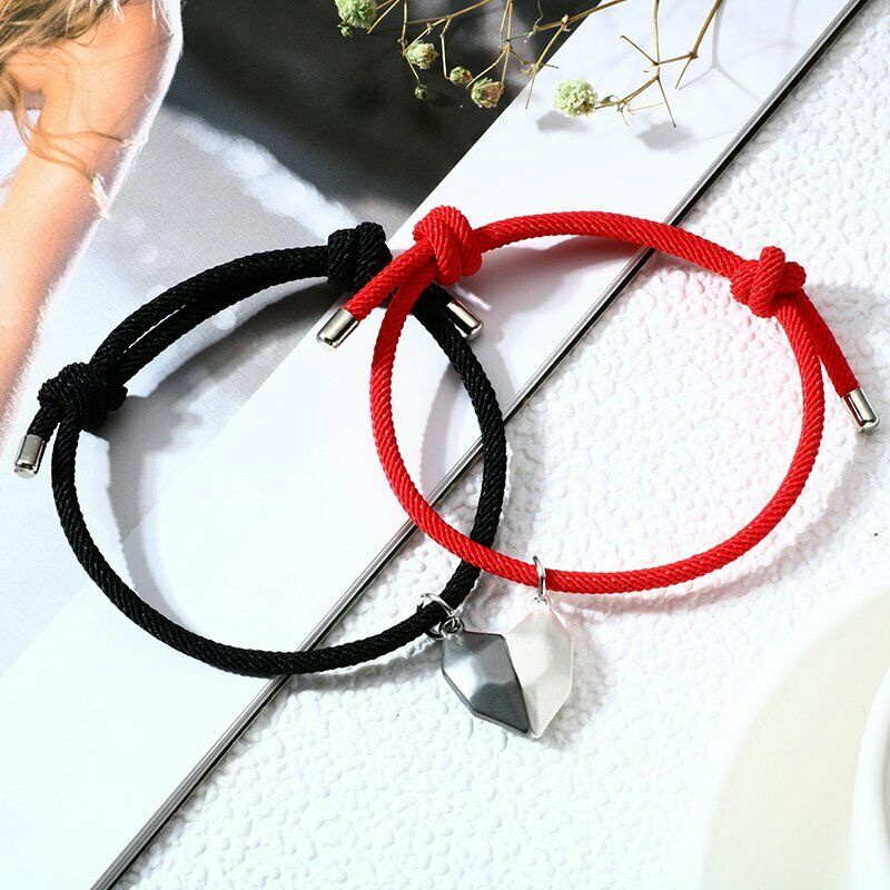 2pcs Gelang Batu Magnetik Bentuk Hati Untuk Wanita