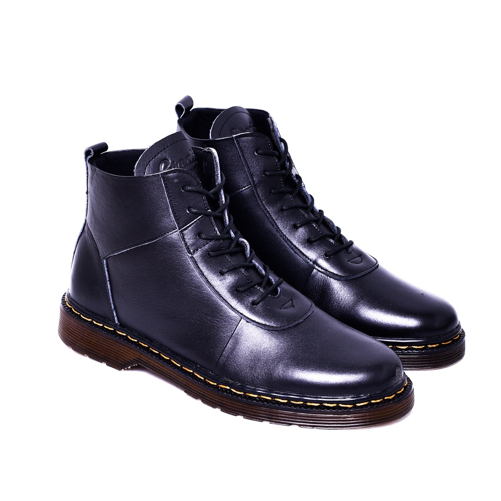 Svend 02 Black (Kulit Asli) - Boots Pria Kulit Asli Kasual Semi Formal - Boot Kulit Sapi Asli