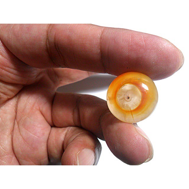 AG111 Round Cabochon 17.15ct 17mm Orange White 'Greek Evil Eye' Picture Agate Natural Lucky Charm