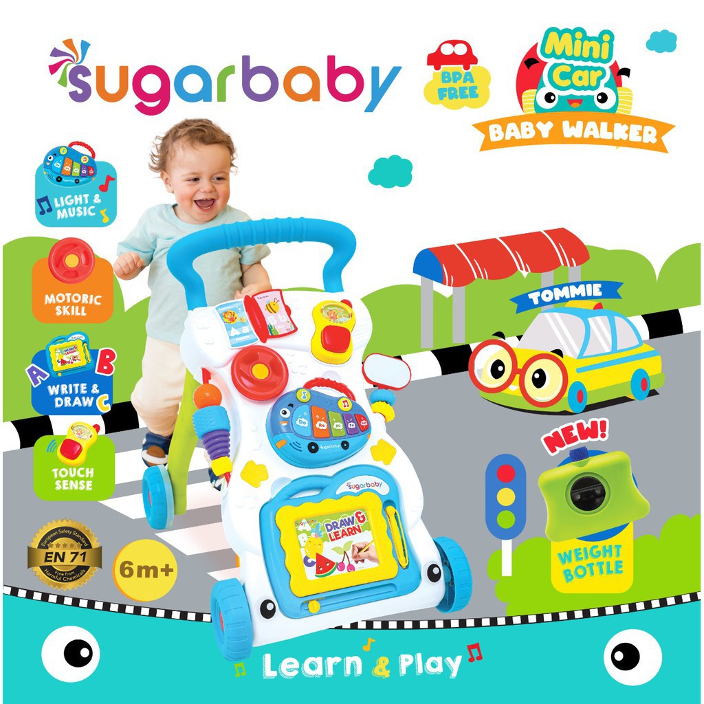 Makassar - Sugar Baby Mini Car Push Baby Walker With Weight Bottle (Baby Walker) - NEW