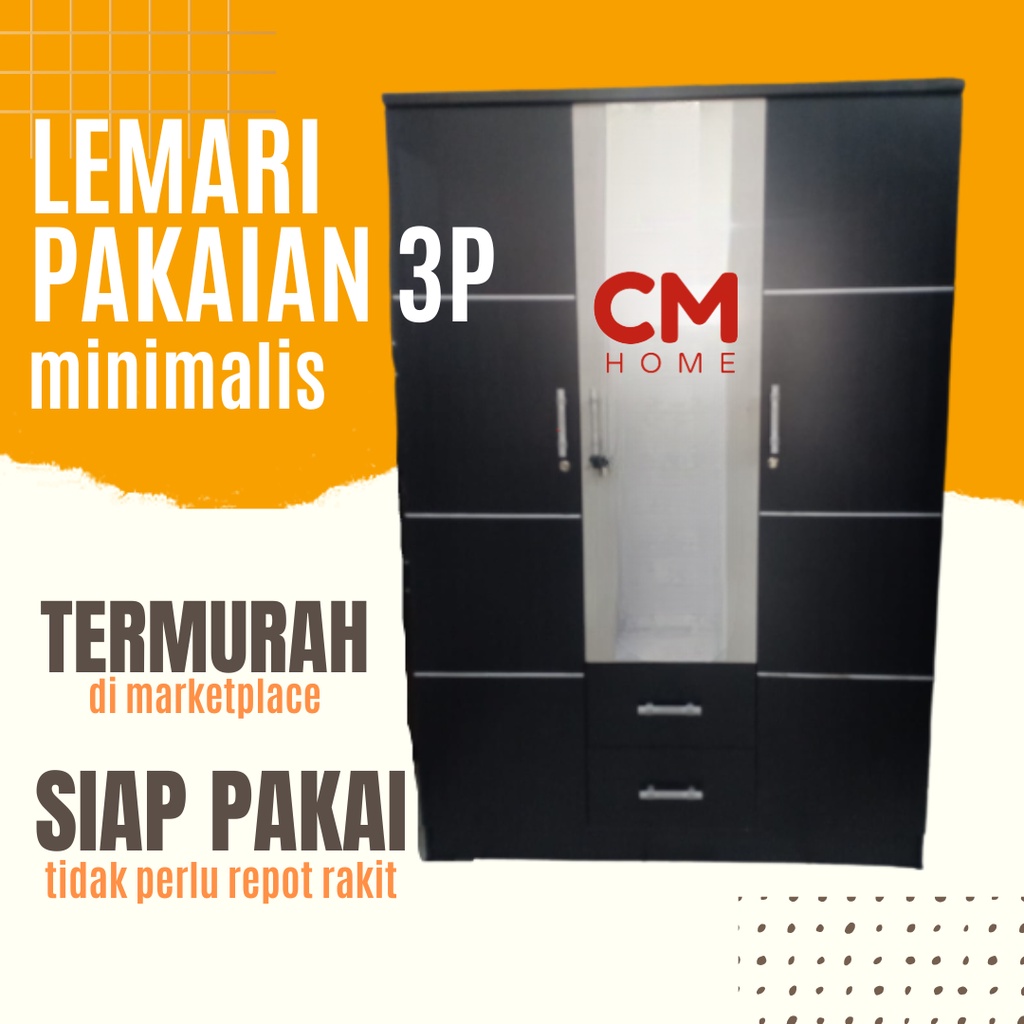 Lemari Pakaian 3 Pintu Minimalis Modern/ Lemari Baju 3Pintu
