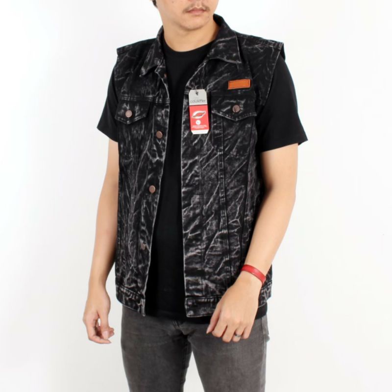 ROMPI VEST JEANS BLACK SANDWASH / ROMPI PRIA KEREN / ROMPI HOODIE JEANS