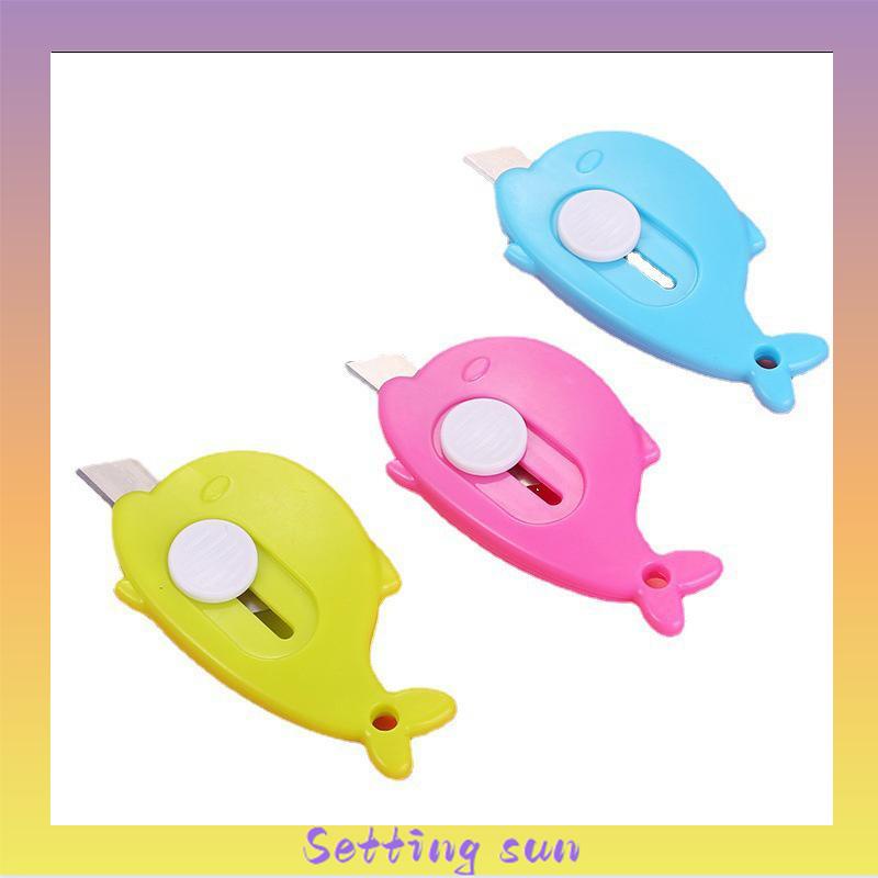 Mini Kartun Pemotong Utilitas Kecil Portabel Pemotong Unboxing Wortel Dolphin Whale Art Paper Cutter TN