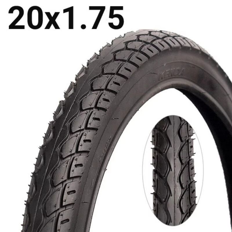 Ban Luar Sepeda Kenda K924 Hitam 20 Inch Murni 47 - 406 Ukuran 20x1.75 Atau 20 x 1.75