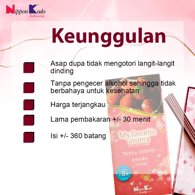 Dupa Jepang Wangi Aromaterapi Nippon Kodo Kataribe Strawberry Medium