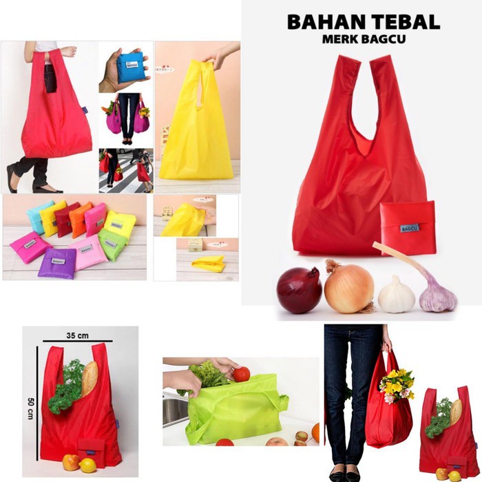 (HARGA PROMO) Bagcu Shopping Bag / Kantong Belanja Lipat Berwarna Random