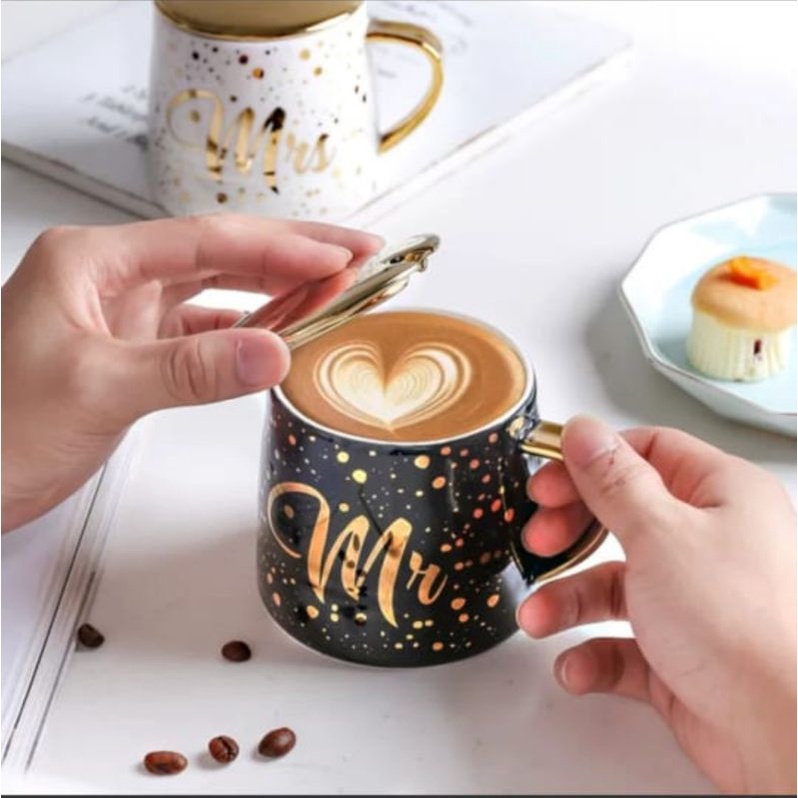 Aveline Hampers Gelas Marble Glass Couple / Canada Marble Mug Gift Box / Gelas Marble Tutup /