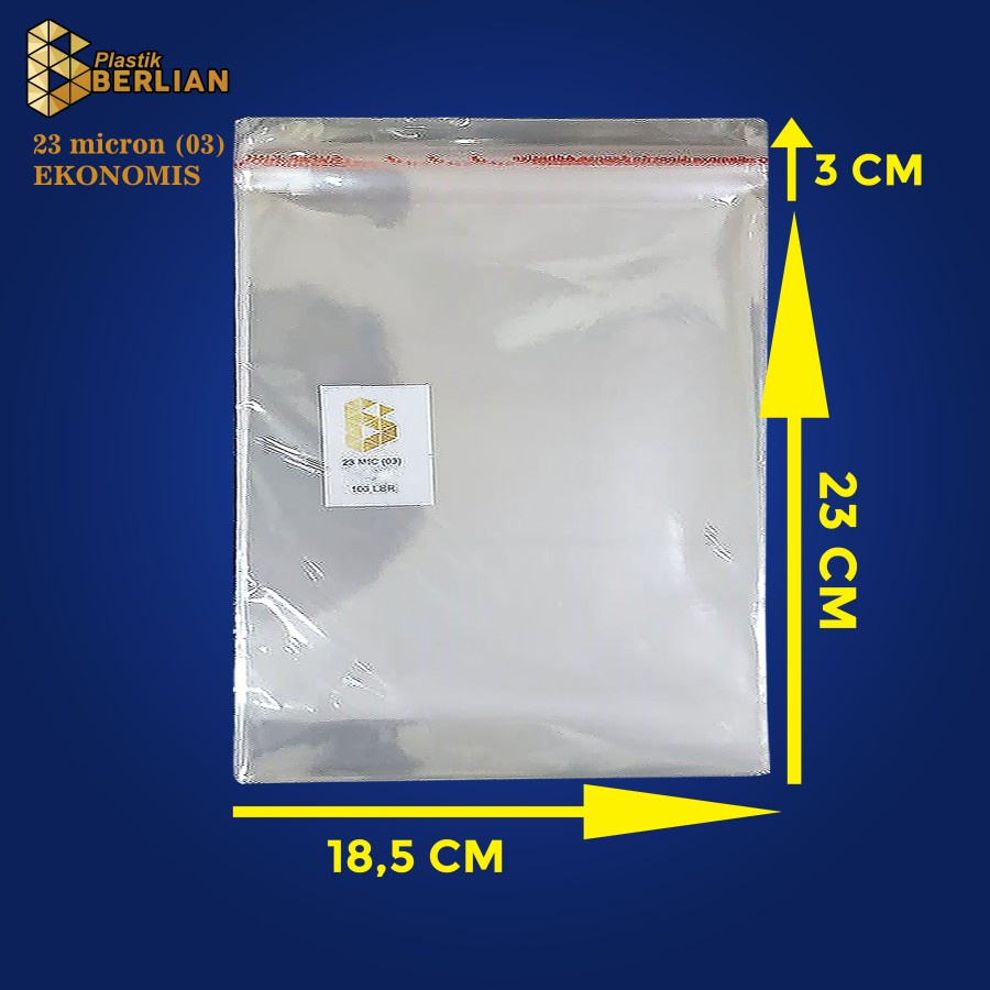 

18,5 x 23 cm Plastik OPP EKONOMIS 23micron (100 lbr) (lem/seal)