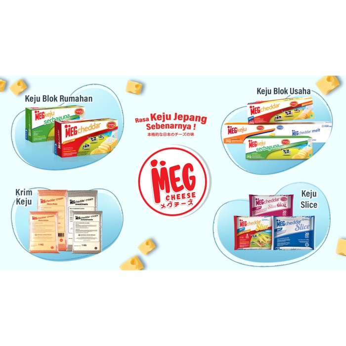 

Keju- Meg Starter Pack - Keju Serbaguna 165G & Cheddar Slice 20 (New Normal) -Keju.