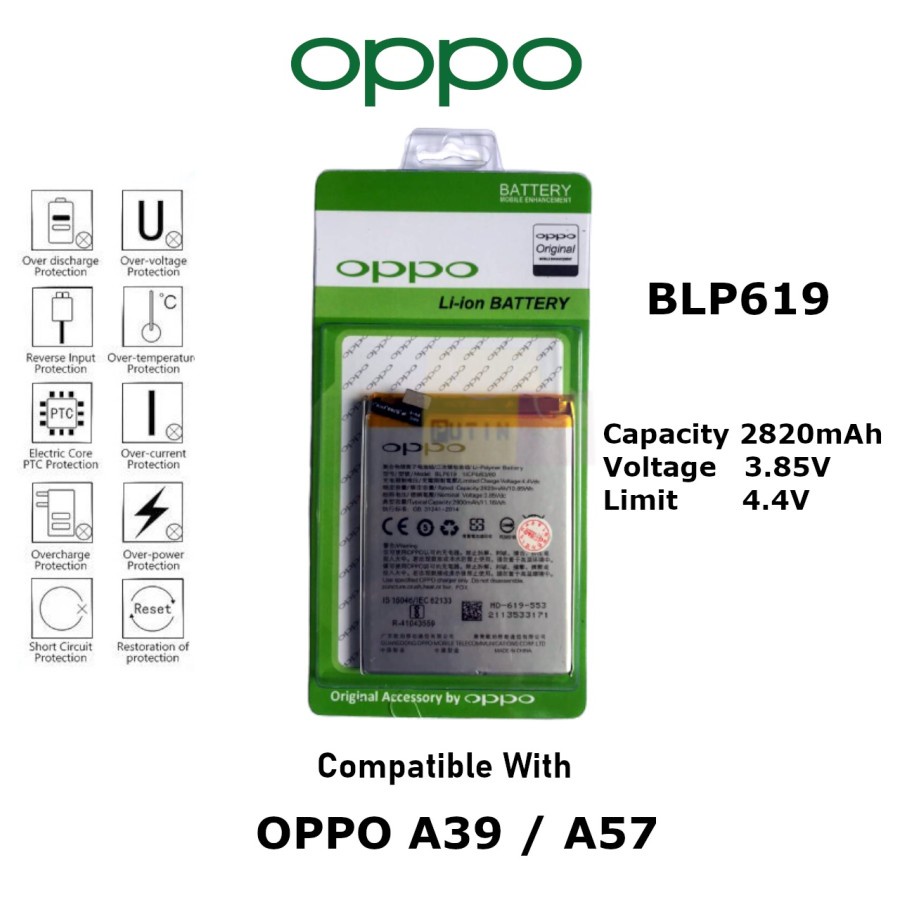 Baterai Batre Battery BLP619 For A39 / A57