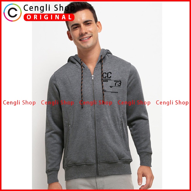 JAKET HOODIE CASUAL PRIA CARDINAL ORIGINAL TERBARU ABU-ABU CA01