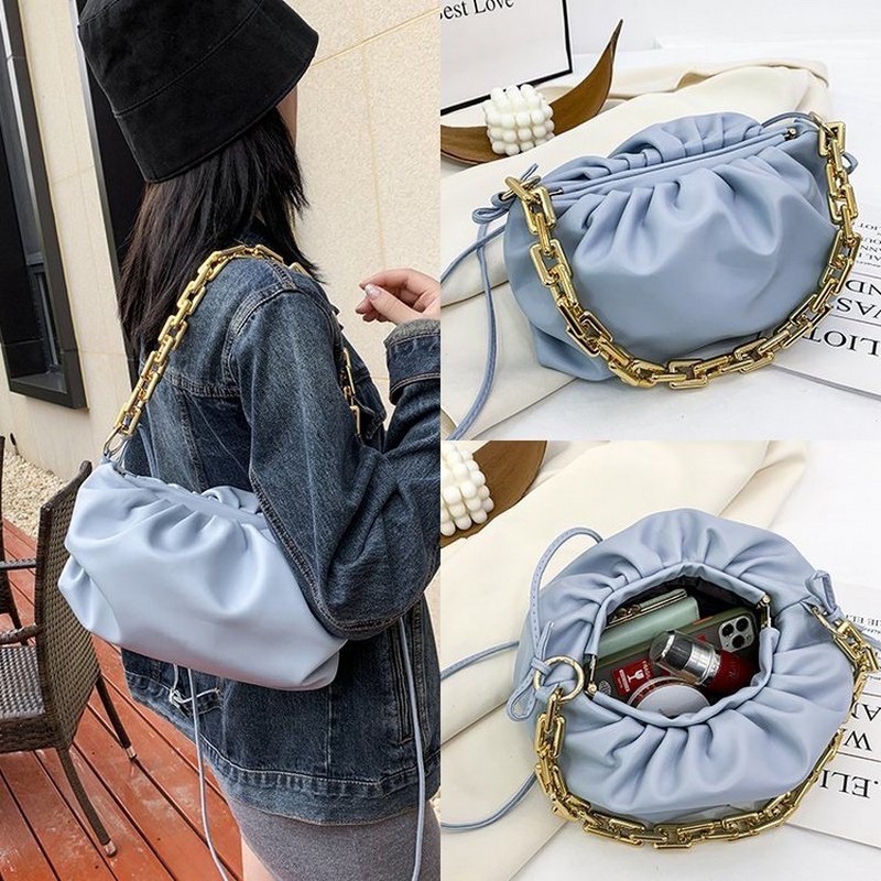 Tas Import Selempang Wanita Kerut Rantai 7392