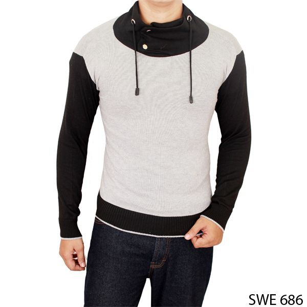 Man Harajuku Sweaters Rajut Grey Black – SWE 686