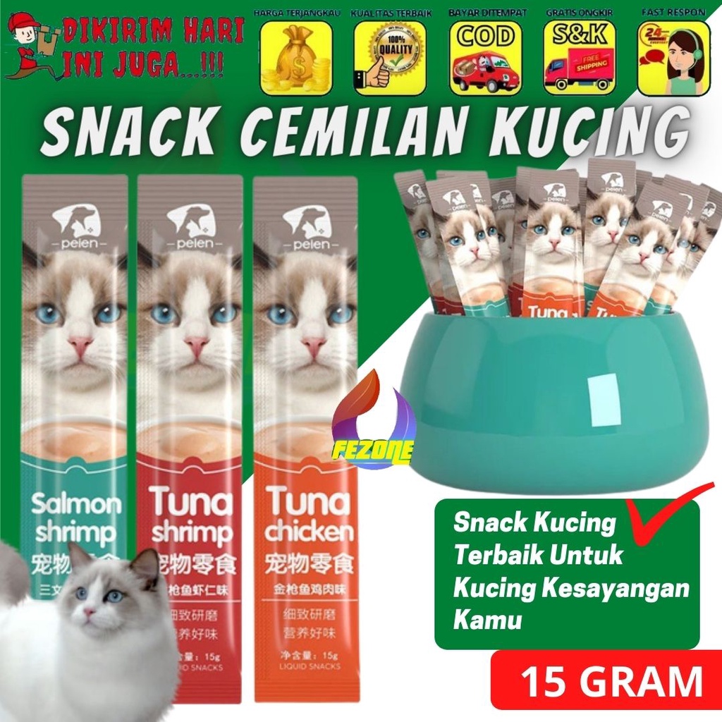 Peien Pet Snack 15 Gr Creamy Cat Treats Premium Cat Snack Makanan Kucing Cair Basah Liquid Setara Meo Creamy Bio Creamy Penggemuk Kucing Cat Strip 15gram FEZONE