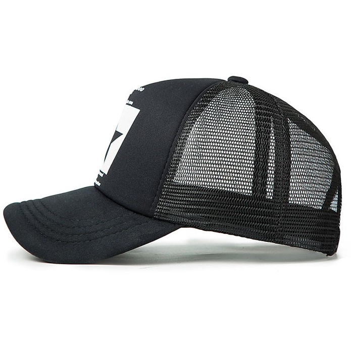 Topi Trucker Baseball Star Quick Drying Mesh - Black