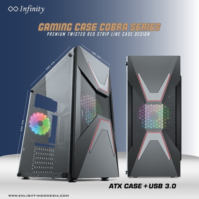 CASING PC GAMING CASE INFINITY COBRA ATX