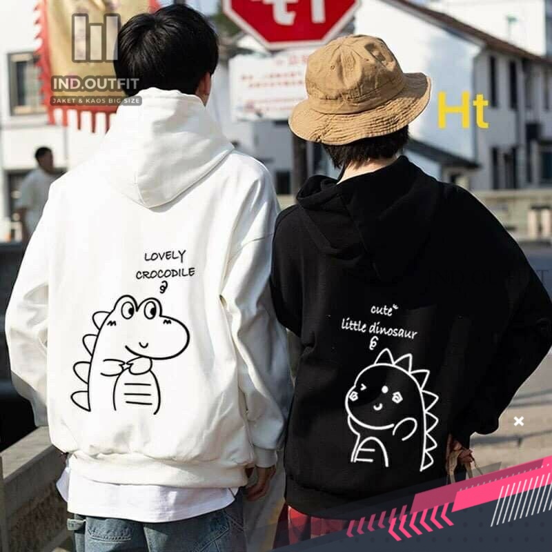 S - XXXXXL(6XL) Hoodie Couple Little DINO & Crocodile Bigsize Jaket Cute Pria Jumbo Jaketin aja