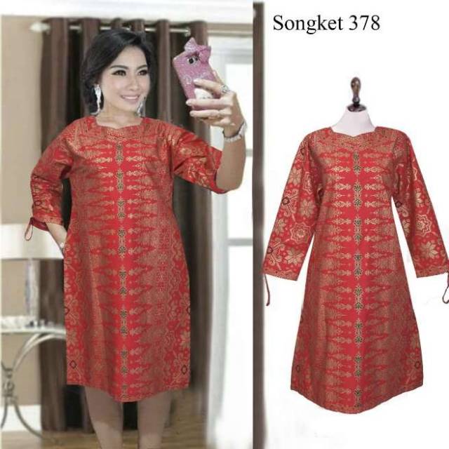 Dress songket 378 orange