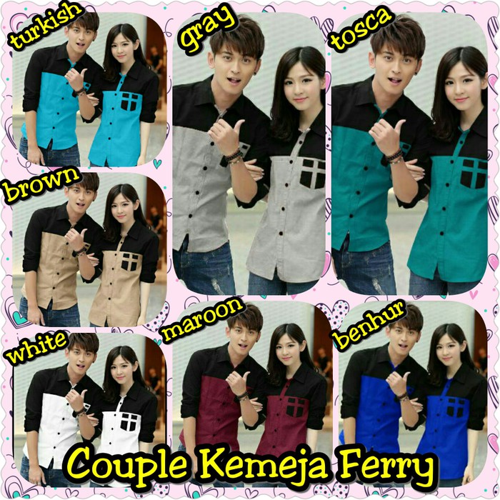 [COD TERLARIS] KEMEJA COUPLEAN PASANGAN KEKINIAN POLOS REMAJA HEM KAPEL KEREN CEWEK COWOK FERRY