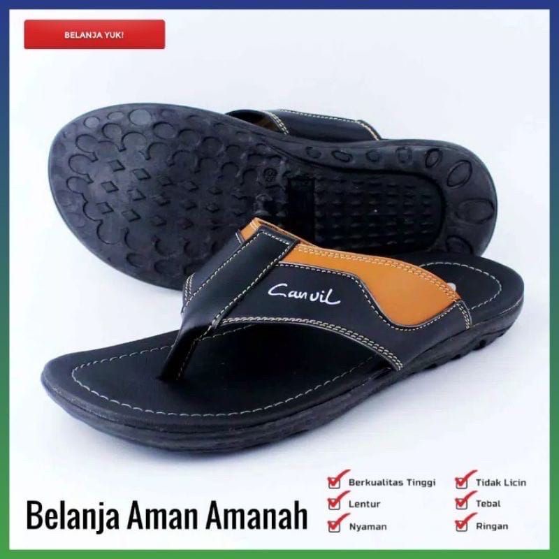 SANDAL PRIA KULIT / SANDAL SLOP KULIT / SANDAL CASUAL PRIA / SANDAL CARVIL/ CANVIL