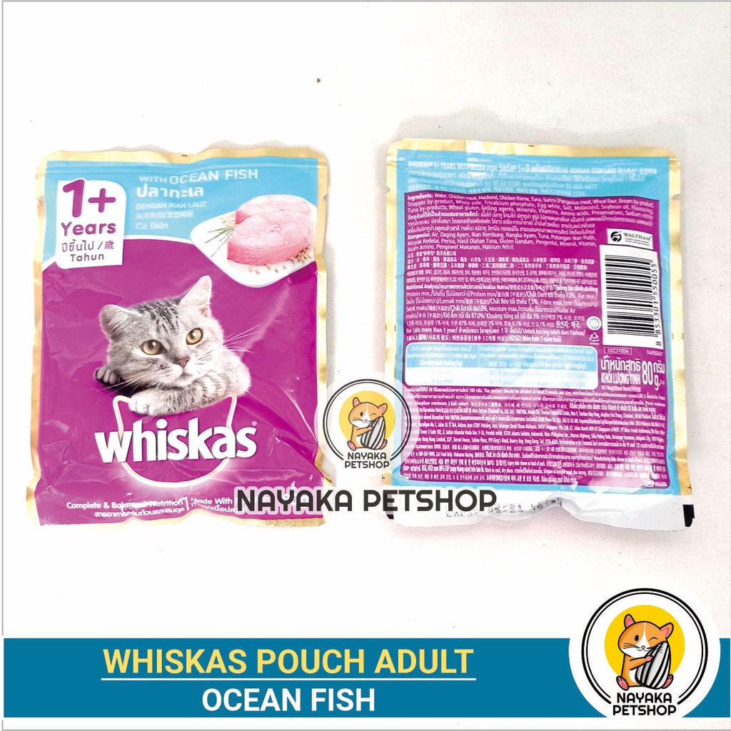 Whiskas Ocean Fish Pouch Makanan Kucing Basah Wet Food Pakan Cat