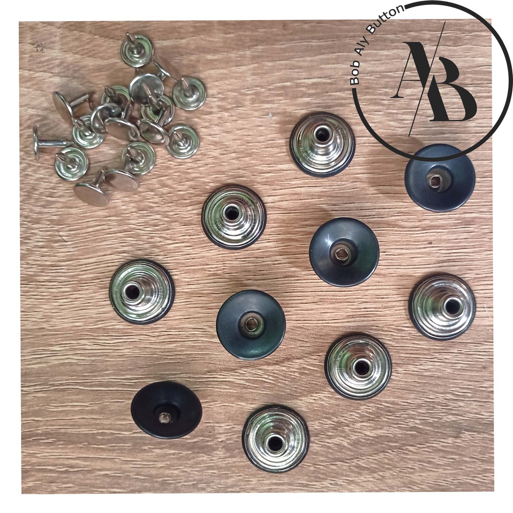 KANCING JEANS PATEN BOLONG CEKUNG 17MM HITAM ARANG PER 12 PCS BC 17 DC