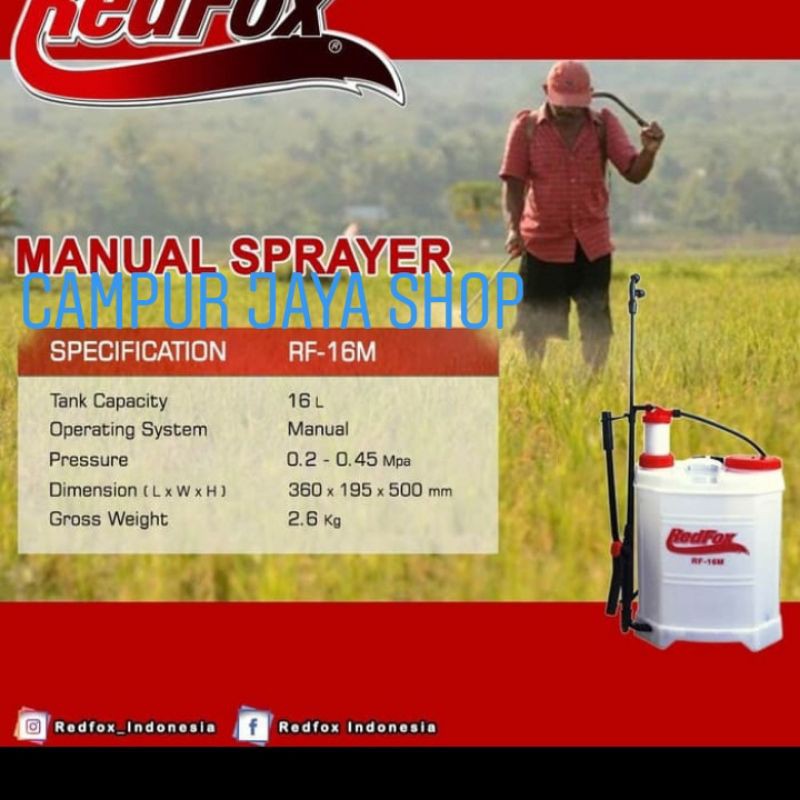Sprayer Hama Manual Redfox RF-16M/Alat Semprot Hama 16L/Semprotan 16 L