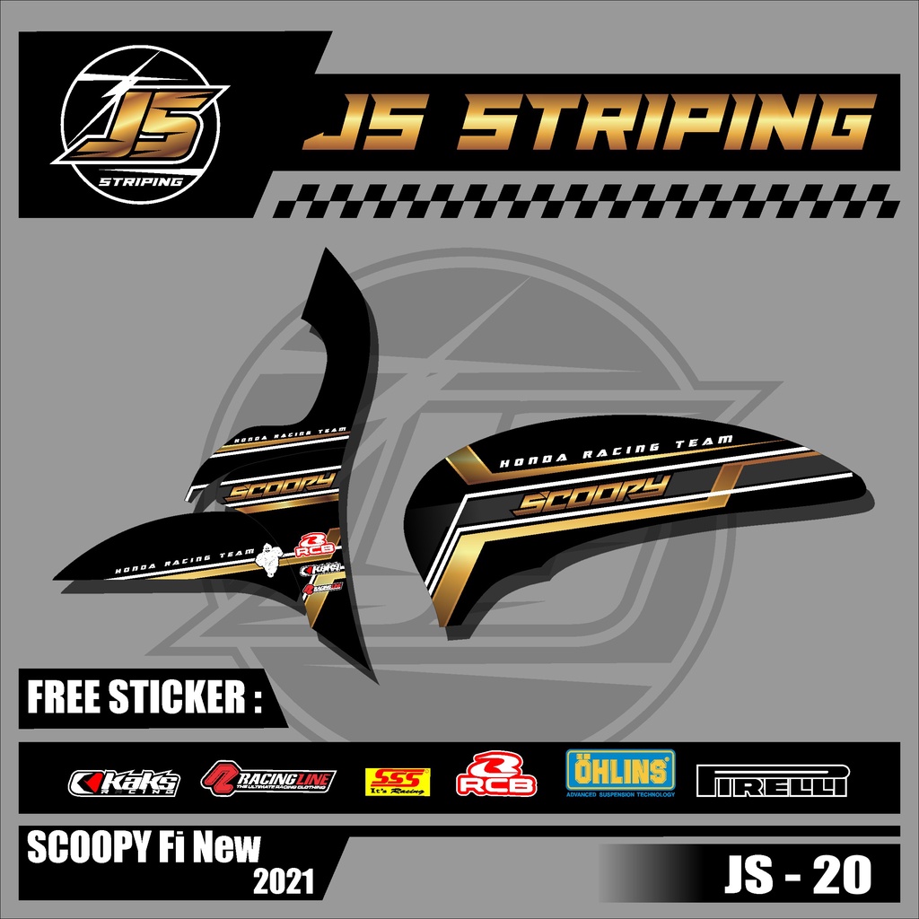 STRIPING SCOOPY NEW 2021 - Sticker Striping Variasi list HONDA SCOOPY 2021 JS-20 racing