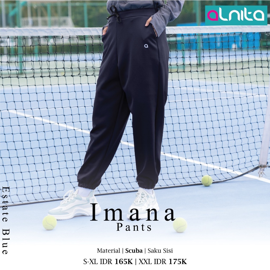 Alnita Celana Olahraga IMANA PANTS Bahan Scuba Bawahan Muslimah s=Simpel New Collection bisa COD