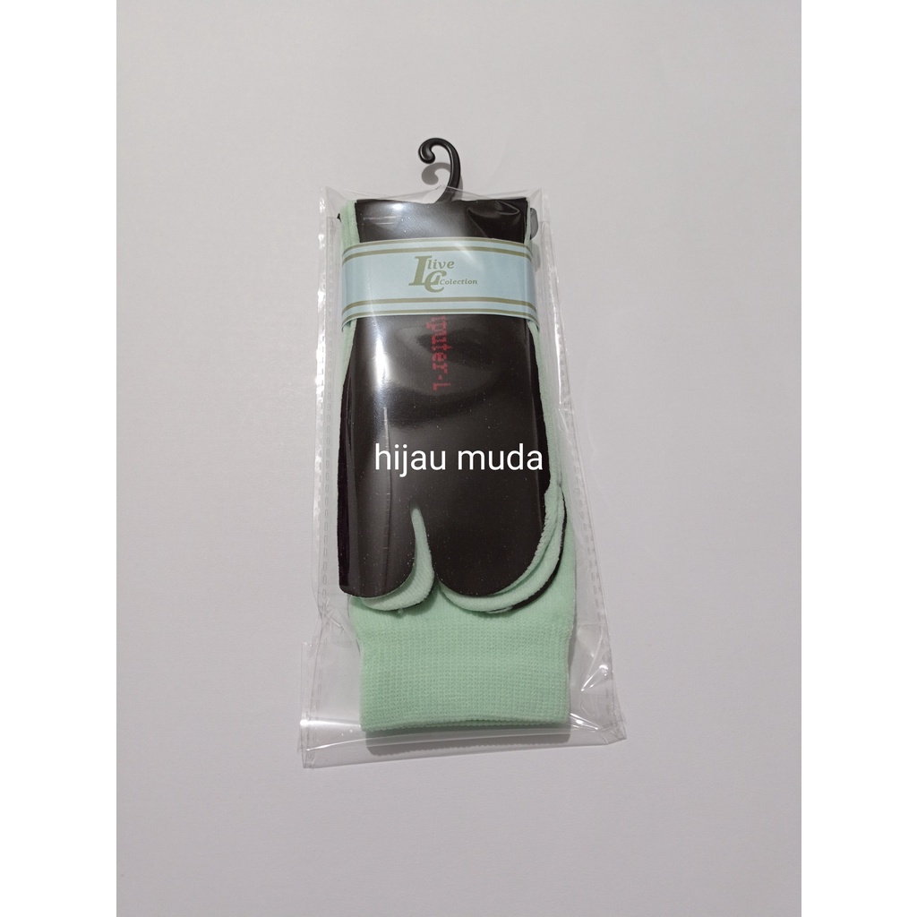 kaos kaki warna jempol telapak hitam/kaos kaki muslimah-hijau muda pack