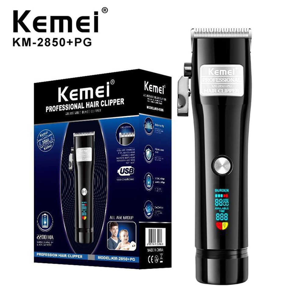 Alat Cukur Rambut Elektrik Clipper KEMEI KM-2850 Mesin Cukur Rambut LCD Indikator