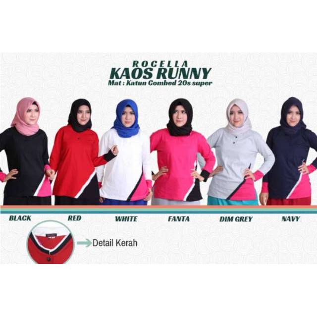 Rocella Kaos Runny | Baju Olahraga Muslimah | Kaos Olahraga Muslimah