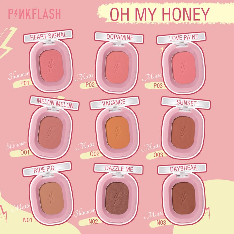 PINKFLASH Soft Pigment Blush On / OhMyHoney Blush Soft Powder Naturally Pigmened