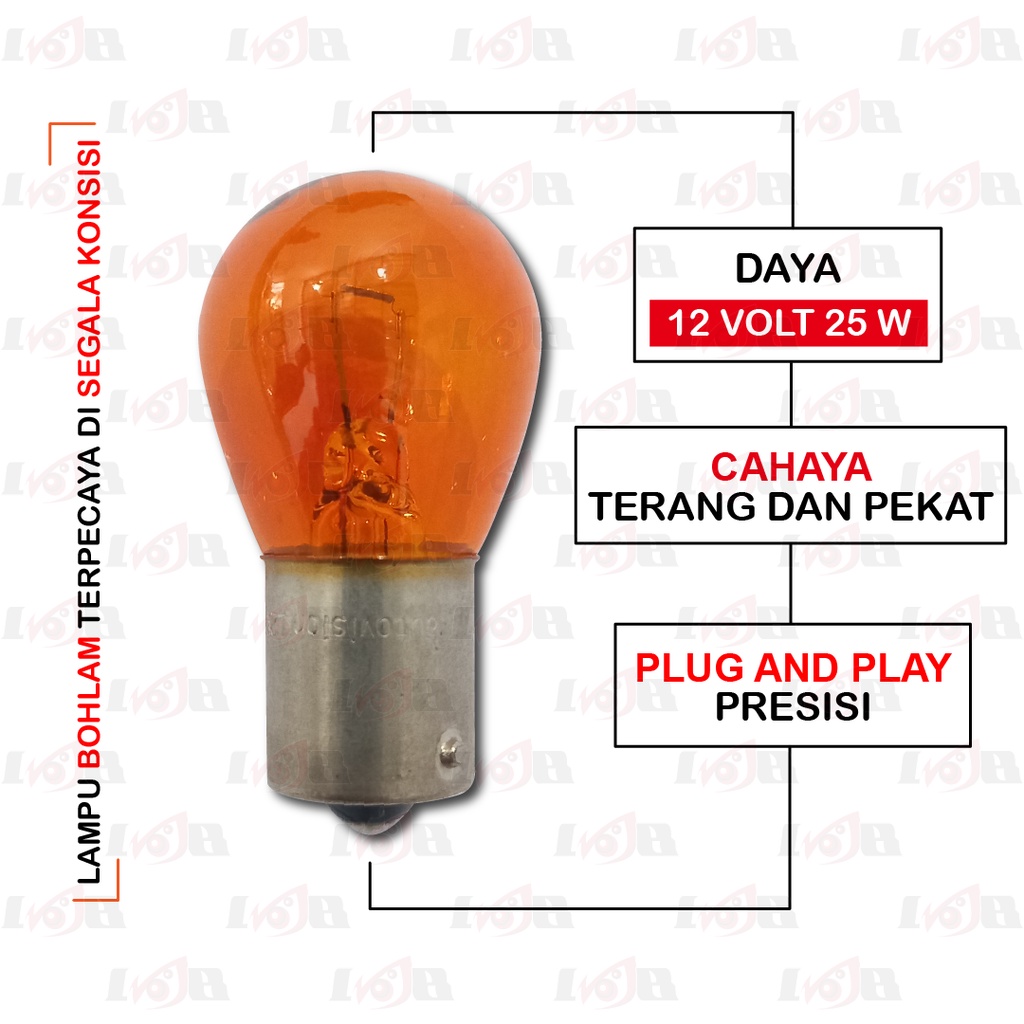 S25 Autovision Amber Lampu Bohlam Sen Sein Senja Mobil 12V 25W Universal Lampu Riting